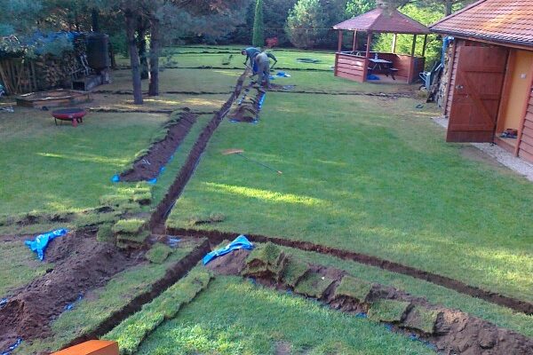 Zakładanie ogrodu w Wierzchosławicach z systemem nawadniania